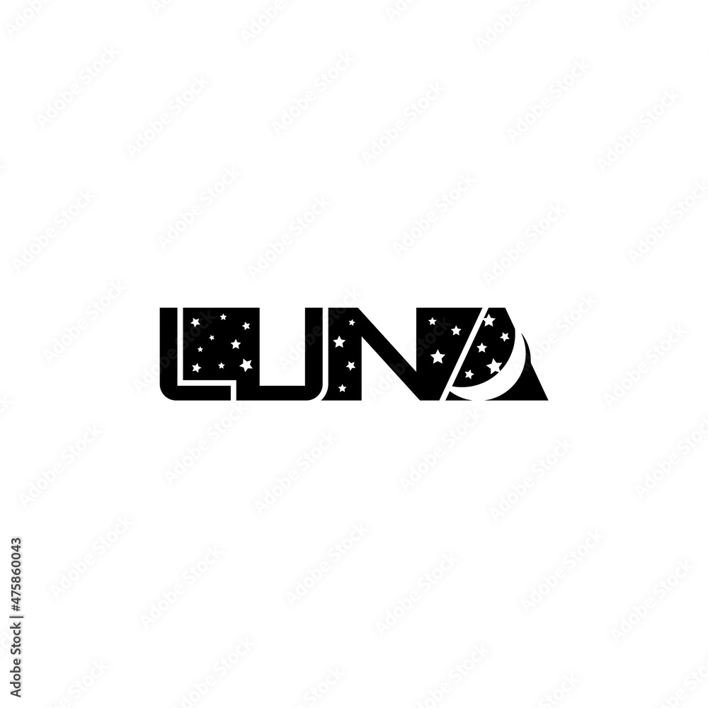 Luna negative space logo design. Luna negative space logo design.