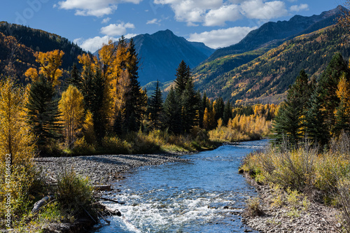 Beautiful and Colorful Colorado Rocky Mountain Autumn Scenery. The Crystal River photo