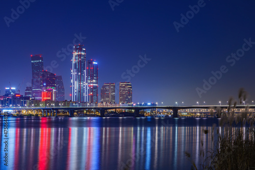 Wallpaper Mural Cityscape night view of Yeouido, Seoul at sunset time Torontodigital.ca