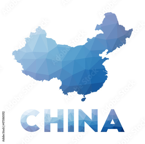 Low poly map of China. Geometric illustration of the country. China polygonal map. Technology, internet, network concept. Vector illustration.