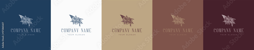 floral vector vintage nature feminine logo template graphic