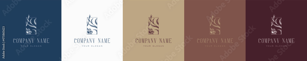 floral vector vintage nature feminine logo template graphic