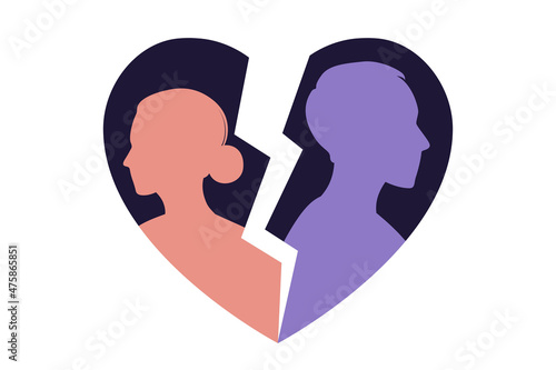 Man and a woman in a quarrel. Conflicts between husband and wife. Disagreement, relationship troubles. Concept of divorce, misunderstanding in family. Vector. Flat