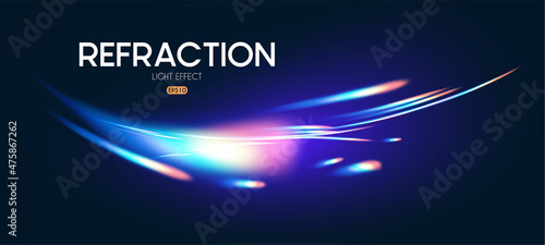 Morion light effect. Shining magic background. Transparent refraction elements