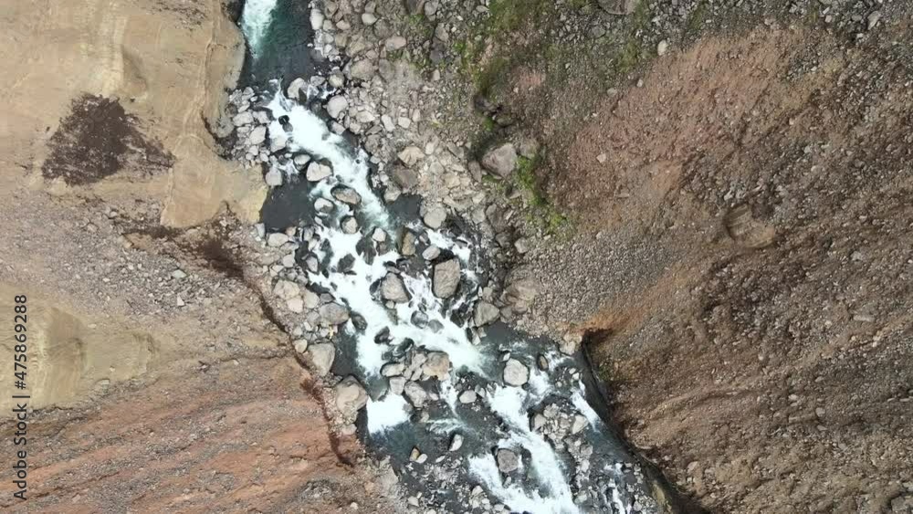 Iceland drone shot - birds eye view to a river with rocks Iceland drone shot - birds eye view to a river with rocks