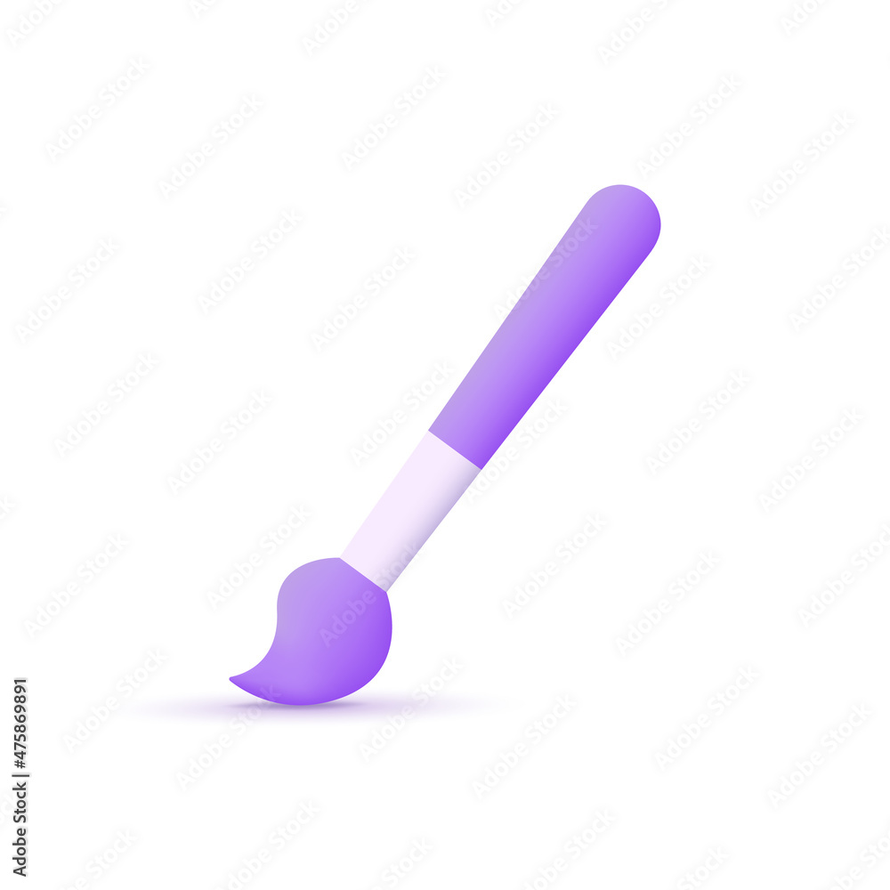 3d icon paintbrush isolated on white background. 3d icon paintbrush isolated on white background.