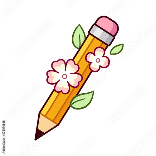 Flowers growing on pencil illustration