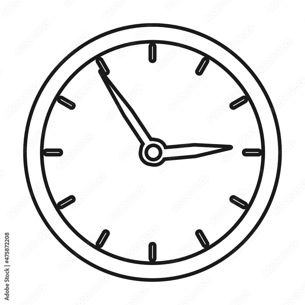 Clock thin vector icon on white background Clock thin vector icon on white background