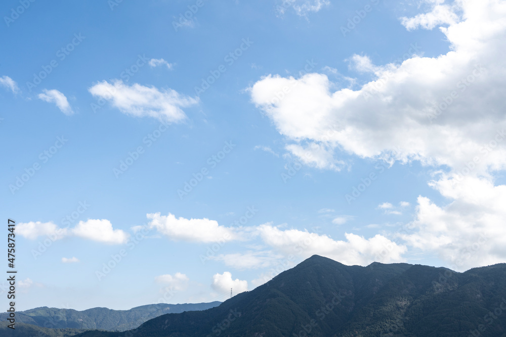 The Blue Sky and white clouds on the high mountain
