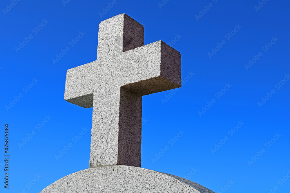 Concrete cross. Faith and religion concept