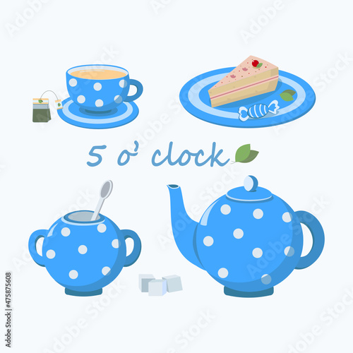 Fotografija A set of Tea, sweets and tea-drinking utensils