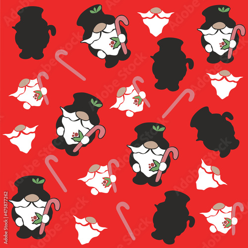 christmas gnomes,red background of little festive gnomes