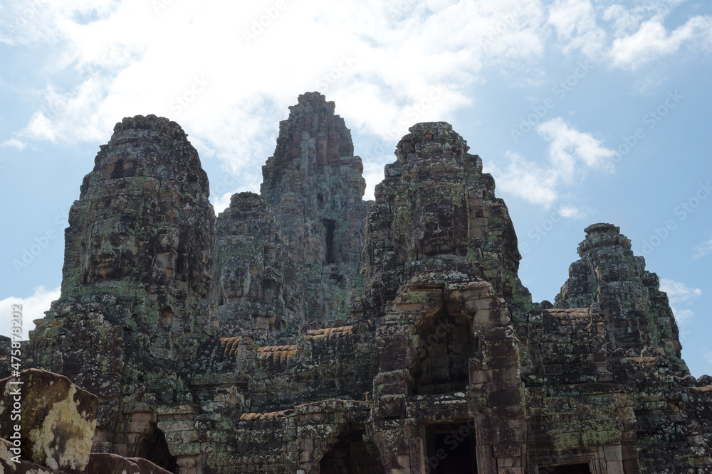 Bayon Temple, Siem Reap, Cambodia, November 2017 - view of some of the innumerous faces in the temple