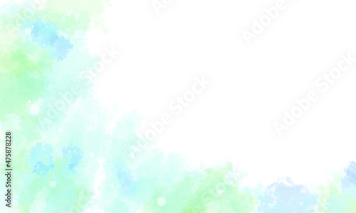 【背景素材】初夏の水たまり04（水彩風・緑色／水色）