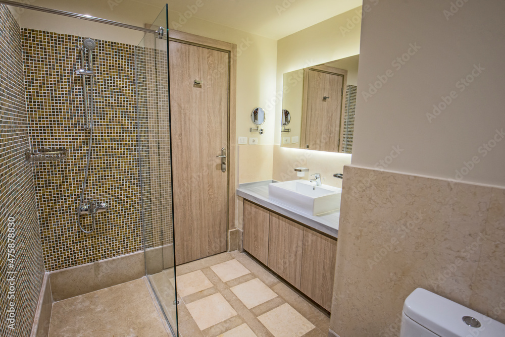 Interior design of bathroom in luxury apartment Interior design of bathroom in luxury apartment