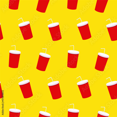 Vector illustration of fast-food drinks. seamless pattern. can be used for wrapping paper  pattern fill  wallpaper  poster  restaurant interior  decoration  apparel  fabric 