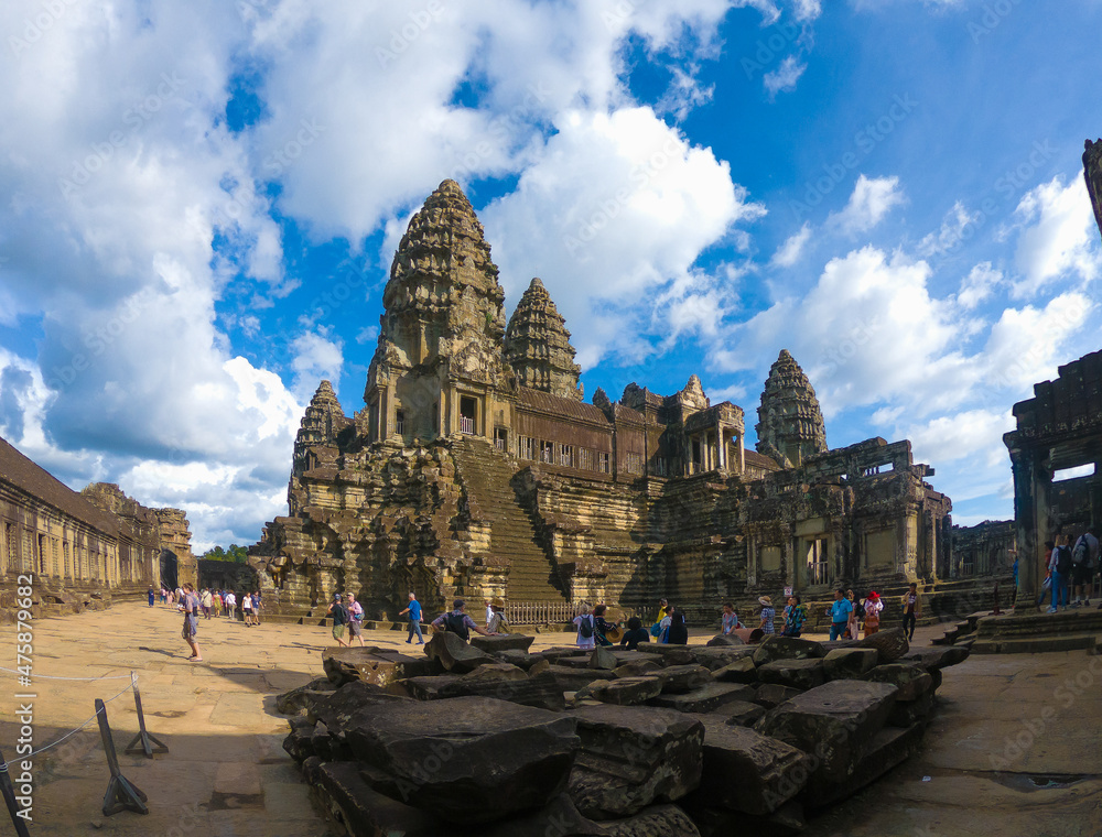 Obraz premium Angkor Wat - photo of the inner part of the temple, with it's enormous towers