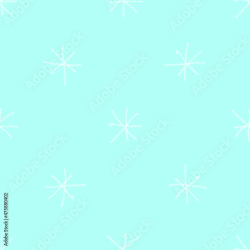 Hand Drawn Snowflakes Christmas Seamless Pattern. Subtle Flying Snow Flakes on chalk snowflakes Background. Awesome chalk handdrawn snow overlay. Ravishing holiday season decoration. © Begin Again