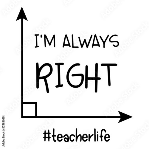 i'm always right teacher life logo inspirational quotes typography lettering design