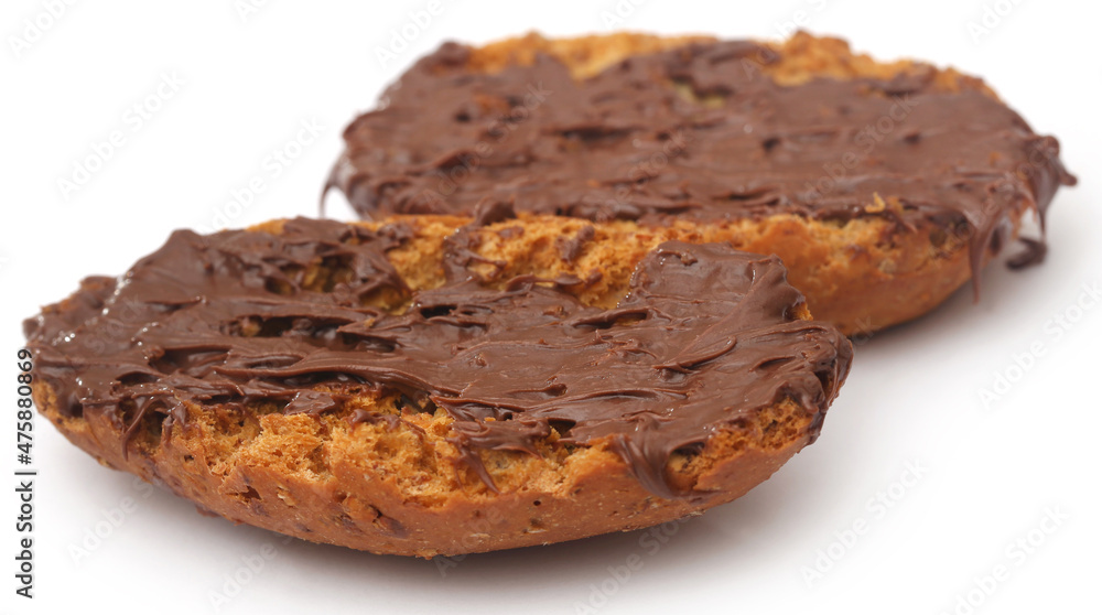 Toast biscuit with chocolate cream
