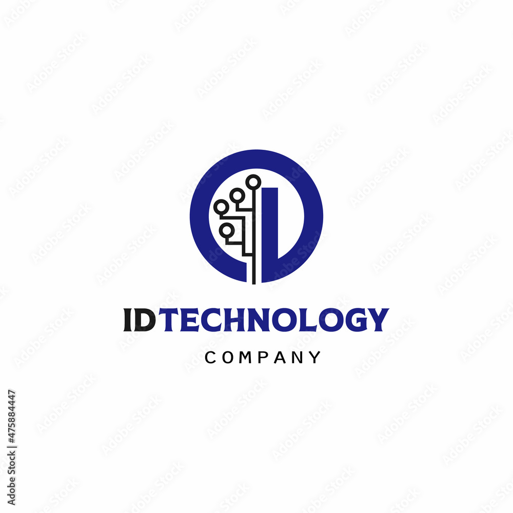 id technology illustration logo design id technology illustration logo design