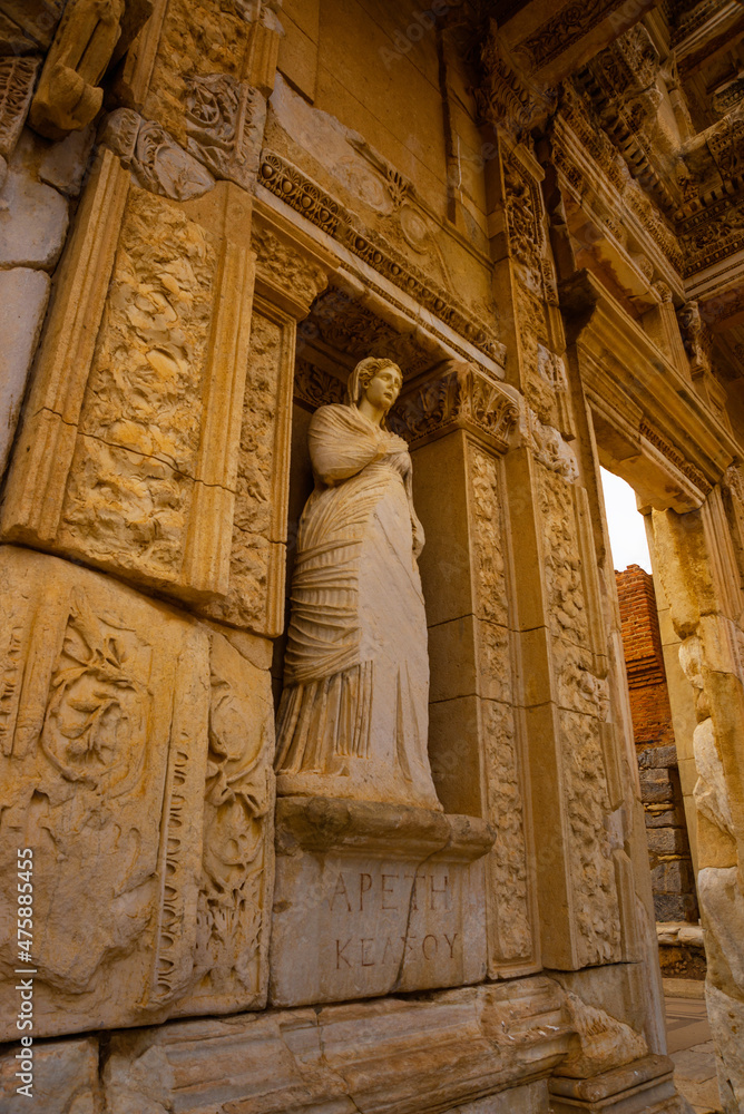 EPHESUS, TURKEY: Celsius Library in ancient city Ephesus. Most visited ancient city in Turkey.