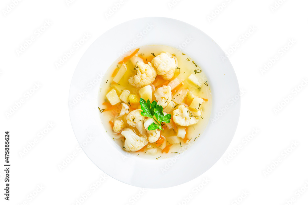 cauliflower soup vegetable broth first course healthy meal diet snack on the table copy space food background rustic cauliflower soup vegetable broth first course healthy meal diet snack on the table copy space food background rustic