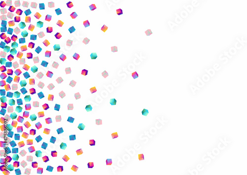 Holographic Polygon Vector White Background.