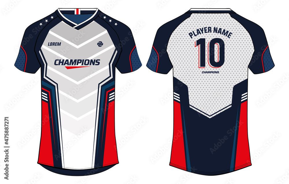 Sports T-shirt Jersey Design Concept Vector Template, V Neck