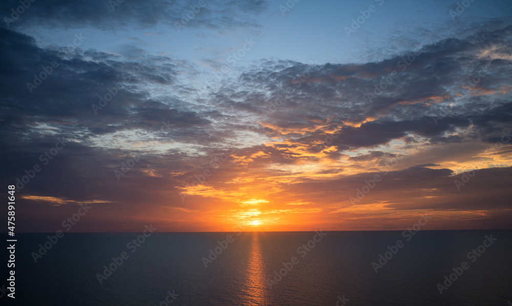 Dramatic sunset on the sea