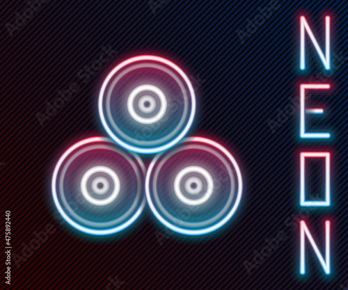 Glowing neon line Paint spray can icon isolated on black background. Colorful outline concept. Vector