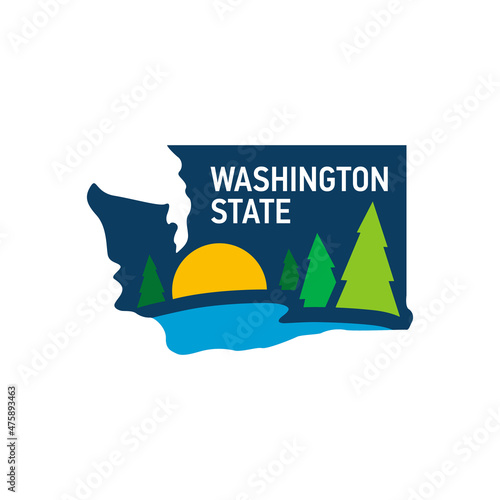 Washington state map travel logo