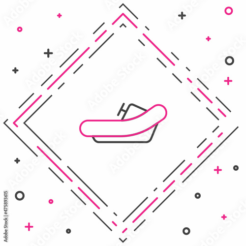 Line Rafting boat icon isolated on white background. Inflatable boat with paddles. Water sports, extreme sports, holiday, vacation. Colorful outline concept. Vector