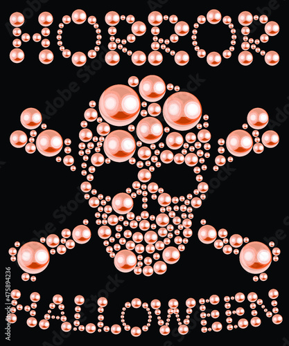 Pearl Rhinestone diamond Skull clip art vector 