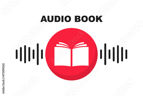 Audiobook logo template. Literature and e-books in audio format. For e-learning and onlin education. Vector illustration.