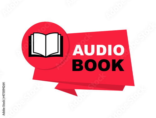 Audiobook logo template. Literature and e-books in audio format. For e-learning and onlin education. Vector illustration.