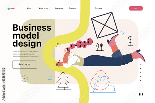 Startup illustration, website landing template. Concept of building new business