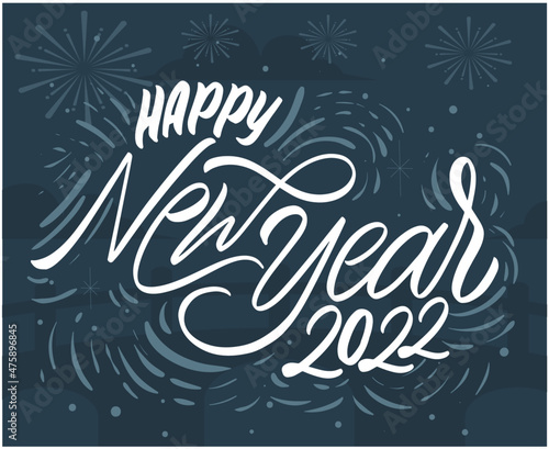 Happy New Year 2022 Vector Abstract Design Illustration Holiday White With Blue Background