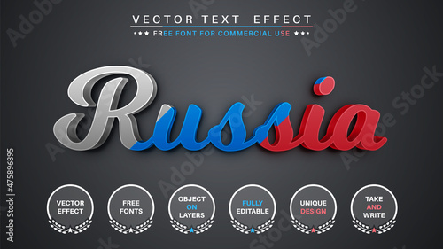 Russian Tricolor - Editable Text Effect Font Style