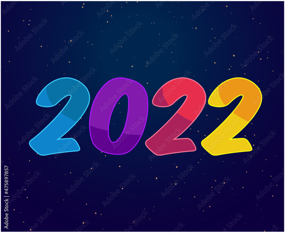 Happy New Year 2022 Abstract Vector Holiday Illustration Design Colorful With Blue Background