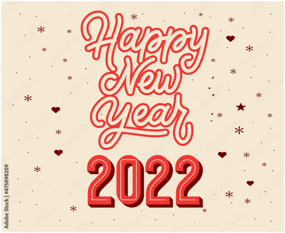 Happy New Year 2022 Abstract Vector Holiday Illustration Design Red With Pink Background