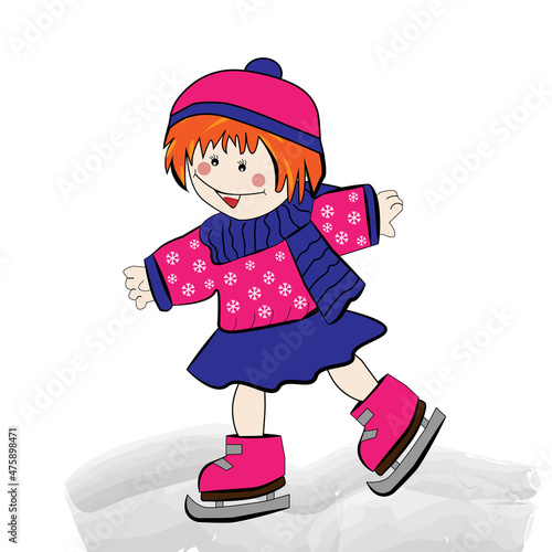 Niña patinando sobre hielo.	