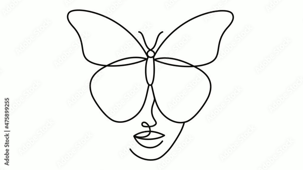 Portrait in a modern one line art of a woman. Portrait in a modern one line art of a woman.