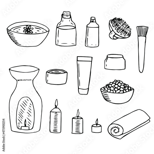 Spa vector illustration, hand drawing sketch