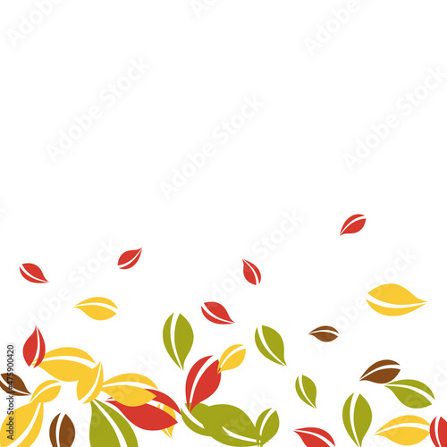 Falling autumn leaves. Red, yellow, green, brown c