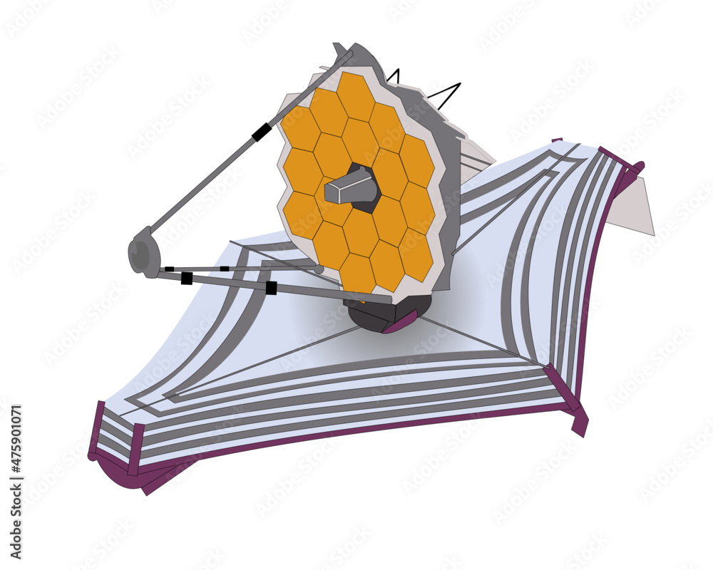 James b Space Telescope isolated on white. Vector illustration