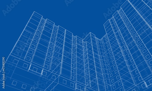 Wire-frame model of a multi-storey building