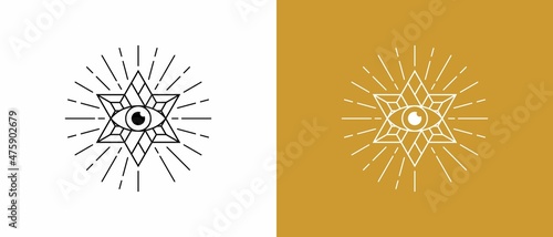 Delta star illuminated eye logo design