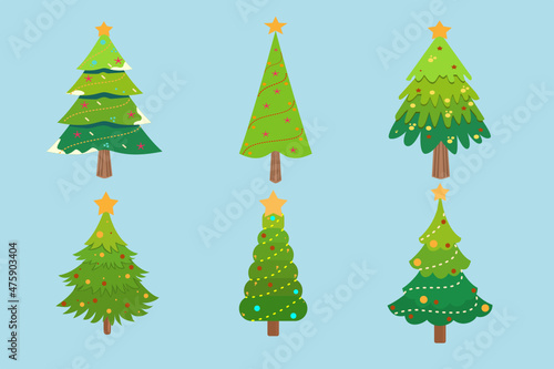 set of Christmas trees