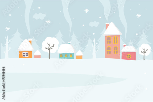 Winter landscape. Winter has come. A city in the snow